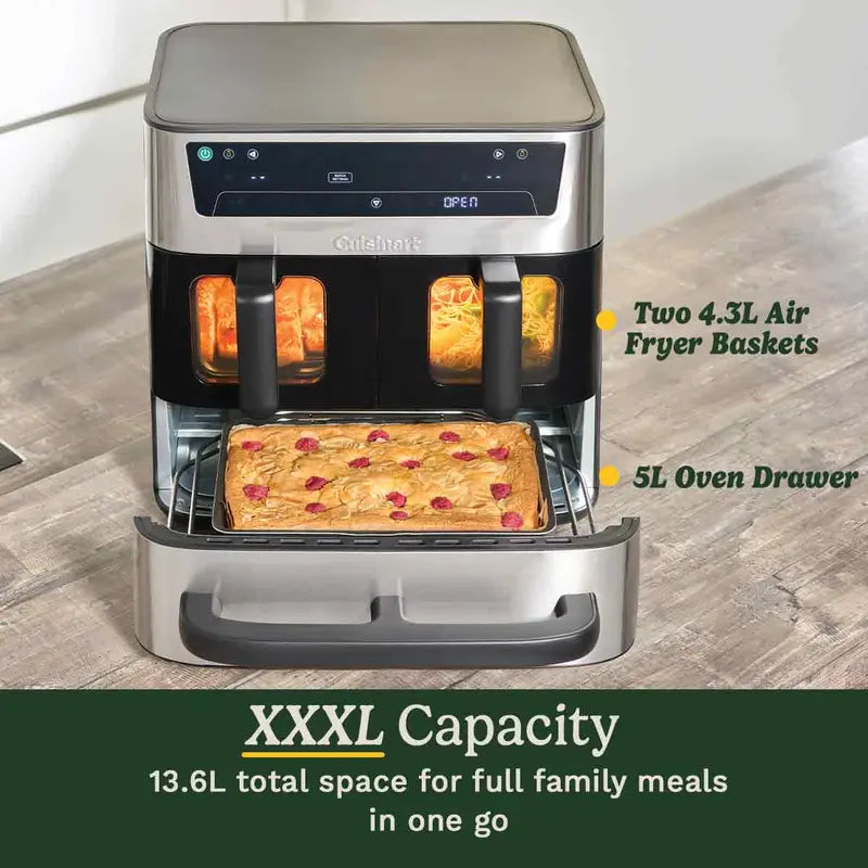 13.6L Tri Zone Air Fryer & Oven – 3 Cooking Zones, Pizza Drawer & PFAS-Free