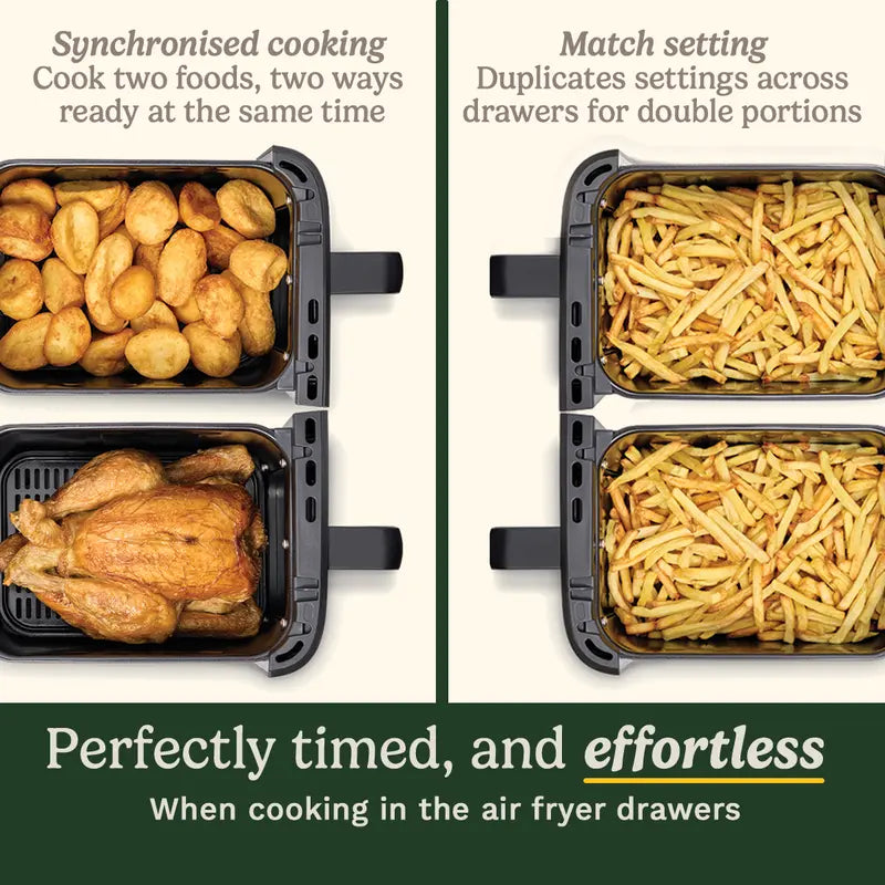 13.6L Tri Zone Air Fryer & Oven – 3 Cooking Zones, Pizza Drawer & PFAS-Free