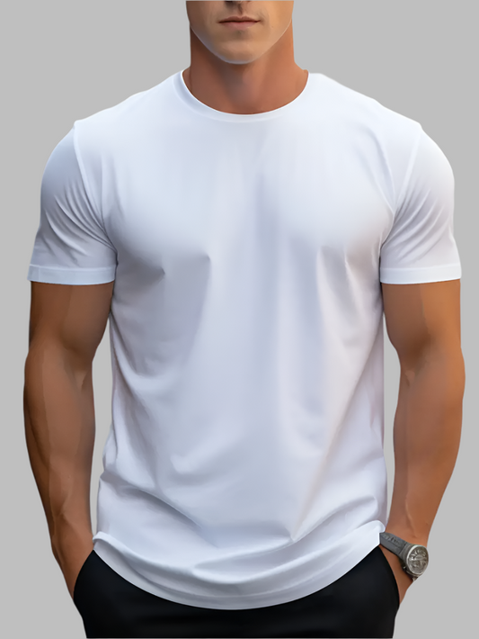 Hvid T-shirt til mænd med korte ærmer
